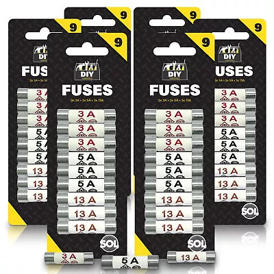 Cartridge Fuses Mixed 3 5 13 Amp 3a 5a 13a Mains Plug Household Ceramic BS1362 • £2.99