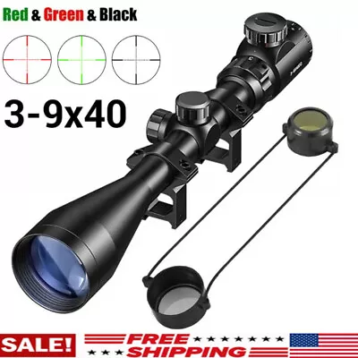 3-9X40 EG Mil-Dot Optical Rifle Scope Red Green Illuminated Reticle 20mm Mount • $29.99