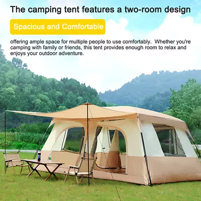 Travel Camping Tent With 2 Rooms Large Family Cabin Tent For 6-12 Persons L M9B5 • £133.44