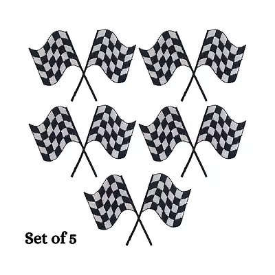 Checkered Flag Embroidered Iron / Sew On Patch Check F1 Racing Car Shirt Badge • £5.94