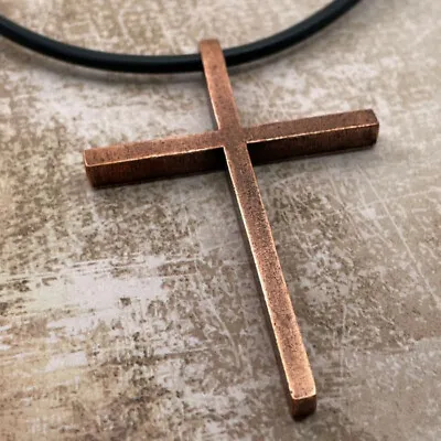 Cross Black Cord Necklace Antique Copper Finish (cc3-c) NWT • $16.99