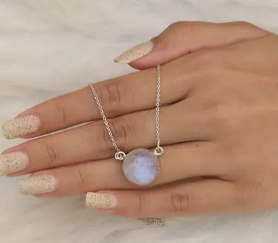 Rainbow Moonstone Pendant~925 Sterling Silver~Gemstone Necklace~Women Jewellery • $33.99