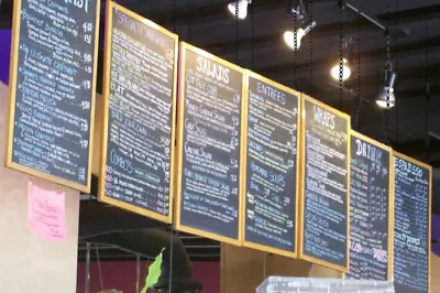 £14.99 • Buy Chalk Board Board Display Menu Memo Cafe Bar Chain Hanging From Poles Pipes Rods