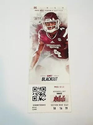 2017 Mississippi State Bulldogs Massachusetts UMass Football Ticket Stub • $7.99