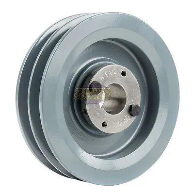 Cast Iron 6.25  Dual Groove Belt B Section 5L Pulley W/ 1-1/8  Sheave Bushing • $64.95