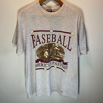 Vintage Baseball Americas Pastime T Shirt Size XL TSI Gray Burgundy Sports 90s • $1.99