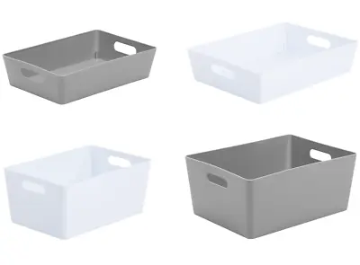 Small Large Rectangle Plastic Storage Baskets Boxes Tray Kitchen Home Office • £7.99
