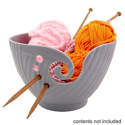 YARN BOWL Grey Knitting Crochet Yarn Holder • £7.20