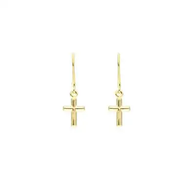 Ladies 9ct Yellow Gold Cross Drop Earrings • £64.90