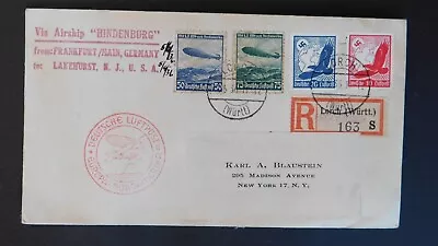 1936 Lorch Germany Cover Hindenburg Zeppelin LZ 129 To NYC NY USA • $90