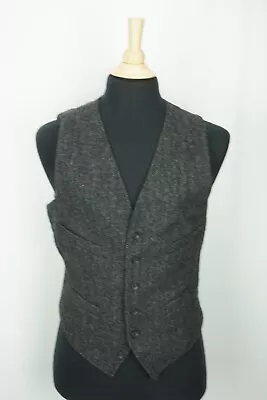 J.Crew Moon Tweed Gray Herringbone Mens Vest Gilet Sz M • $99.99