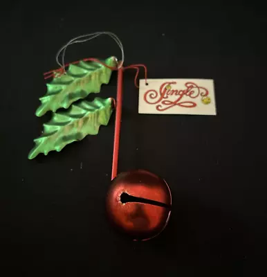 Dept 56 Christmas Musical Note Jingle Bell Holly Leaves Metal Ornament • $7.49