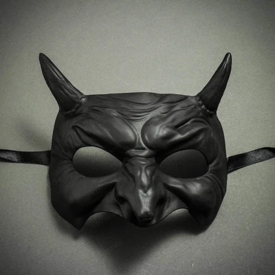 $16.95 • Buy Black Devil Goblin Horror Eye Mask W/ Horn Masquerade Ball Party Men Women Mask