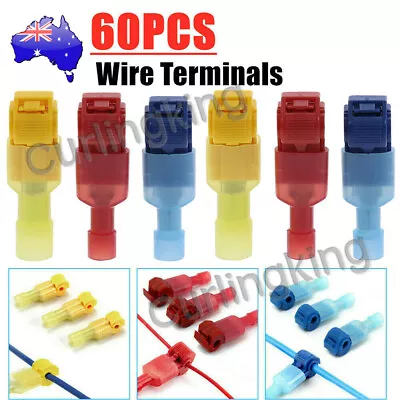 60Pcs T-Tap Electrical Wire Crimp Terminals Quick Splice Cable Connectors Kit • $6.99