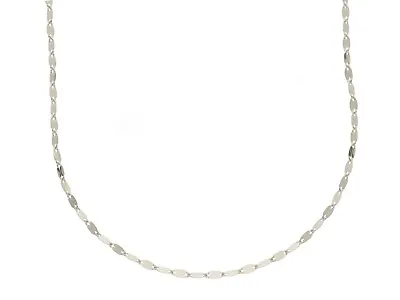 18K WHITE GOLD CHAIN THIN 1.3mm FLAT POLISHED DOUBLE OVALS 19.7  ITALY MADE • $225