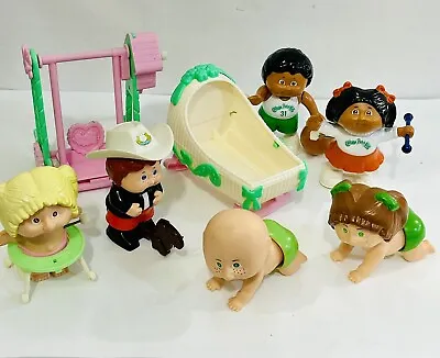 8 Vintage Cabbage Patch Kids CPK Wind-up Dolls Mini Figures Cradle Swing Horse • $39.95