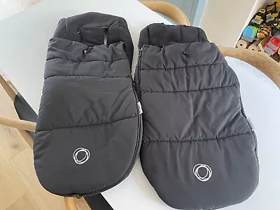£100 • Buy 2 X Bugaboo Universal Footmuff Black - Cameleon, Bee Donkey,Buffalo & Fox