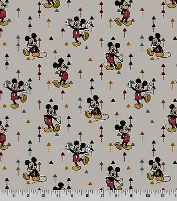 DISNEY Fabric - MICKEY MOUSE On Cream - By The HALF Yard • $4.95