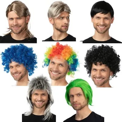 Men's Wig Hair Short Natural Wigs Cosplay Men Straight Curly Fancy Wig Party • £7.99