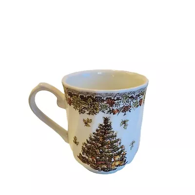 Queens Myott Christmas Tree Mug Swirl Blank FREE SHIPPING Old Fashioned Look • $20