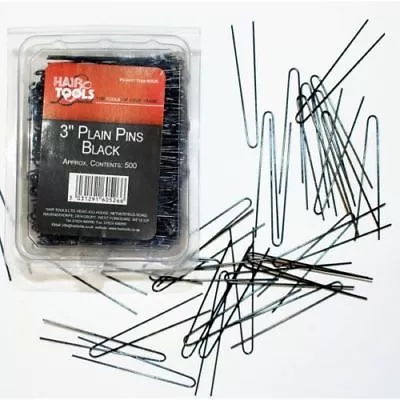 50 X HAIR TOOLS PLAIN EXTRA LONG STRAIGHT BLACK METAL HAIR 3  ROLLER PINS    • £2.99