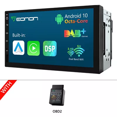 OBD+Double 2Din Car Radio 7 Stereo GPS Bluetooth Android 8-Core FM No DVD Player • $173.24