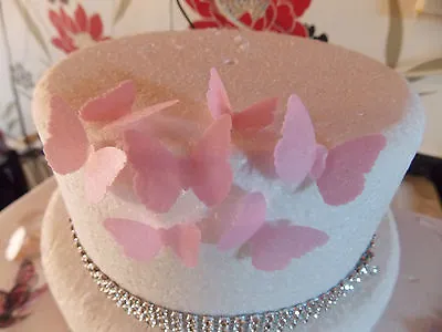 40 Small PRECUT Pink Edible Wafer/rice Paper Butterflies Cake/cupcake Toppers • £2.85