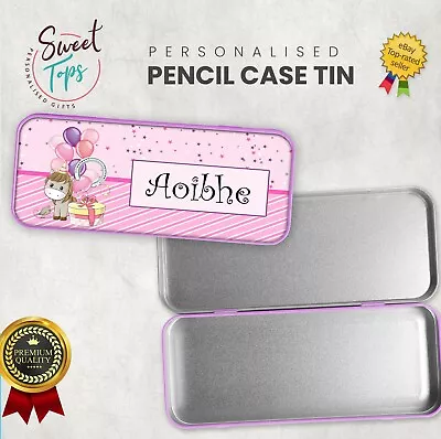 Personalised Name Unicorn Metal Pencil Case School Kids Stationary Cover • £7.99