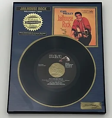 Elvis Presley Framed Platinum 45 RPM Record Jailhouse Rock #3 Of 90 • $27
