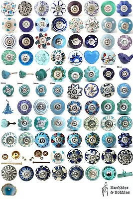 £1.99 • Buy Blue Purple Turquoise Ceramic Knobs Drawer Pulls Cupboard Door Knobs