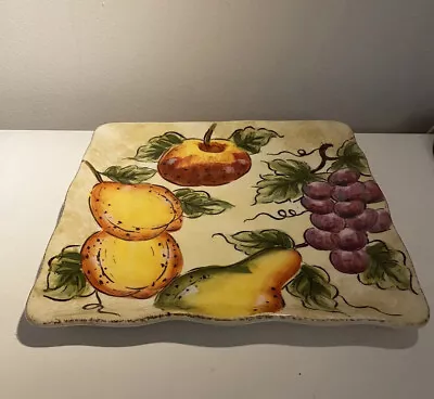 Maxcera Serving Plate 9  Fruit Harvest Dinner Square Hand Painted • $5