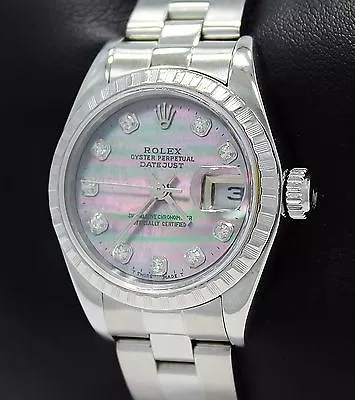 Rolex Datejust 79240 Diamond Tahitian MOP Dial Oyster Date Ladies Watch MINT • $6204.05