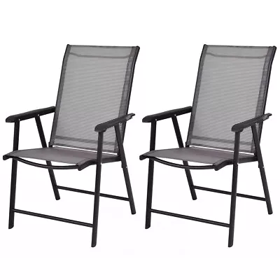 Set Of 2 Outdoor Patio Folding Chairs Camping Deck Garden Pool Beach W/Armrest • $106.98