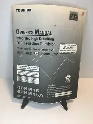Toshiba 46 HM 15 62 HM15A DLP Projection TV  Owner's Manual ONLY • $3.99