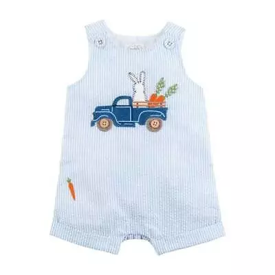 Mud Pie Easter Bunny Truck Seersucker Jon Jon Shortall  6-9M 9-12M • $25.50