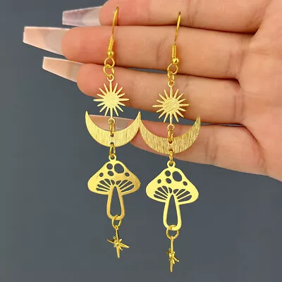 Gothic Moon Phase Luna Moth Drop Dangle Earrings Butterfly Crystal Jewelry Gifts • $3.03