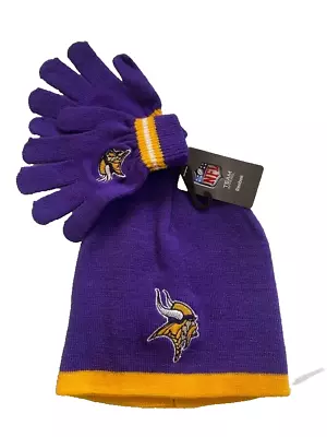 Youth Minnesota Vikings Knit Hat~stocking Cap & Gloves~boys 8-20 New • $15.99