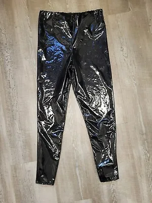 Boohoo BNWT Trousers Vinyl Leggings Black PVC Look Shiny T2170 R4796 • $16.41