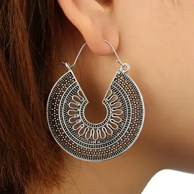 Vintage Hollow Metal Drop Dangle Earrings Exquisite Jewelry Women Silvery Trendy • $69.98