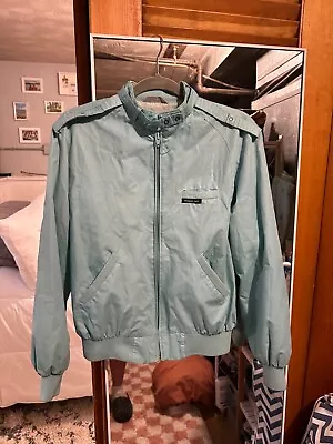 Members Only Bomber Jacket Full Zip Up Turquoise Size Small Vintage 80s • $45