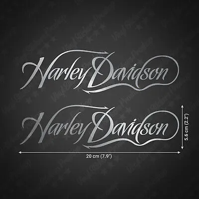 2 HARLEY 8  Stickers Glossy SILVER Letters Decal Moto Tank Tuning Logo Chopper • £6.95