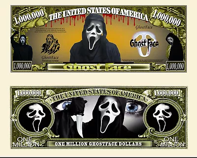 Ghost Face Million Dollar Bill Play Funny Money Novelty Note + FREE SLEEVE • $1.69