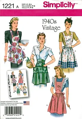 Simplicity 1221  Vintage 1940s Halter Apron 3 Styles Retro Craft Sewing Pattern • $10.95