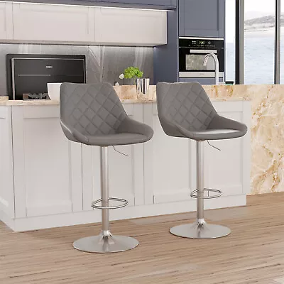 Ergonomic Bar Stool Set Of 2 Adjustable Swivel Upholstered Counter Pub Bar Chair • $99.92