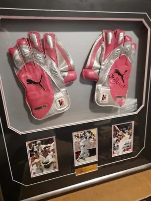 $700 • Buy Adam Gilchrist Signed Pink McGrath Foundation Gloves