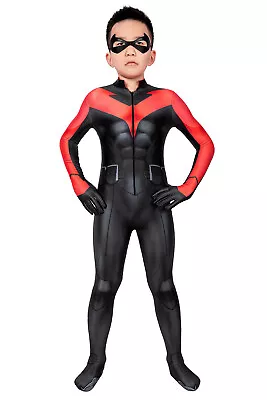 The Judas Contract Nightwing Jumpsuit Kids Halloween Cosplay Costume • $141.54