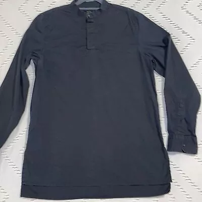 Zara Man Tunic Shirt Black Slim Fit Long Sleeve 1/4 Button Down Size L • $19.99