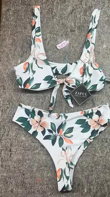 Zaful Womens Bikini Forever Young 2 Piece Swimsuit Padded Floral Size M/6 NWT • $14.99