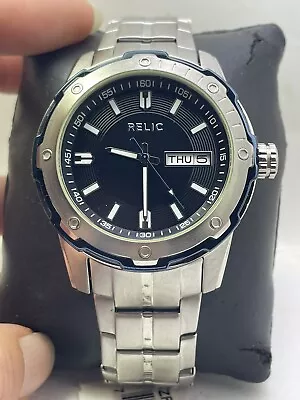 $45 • Buy Relic By Fossil Justin Silver Tone Aluminum Bezel Men's Watch ZR77238-H24