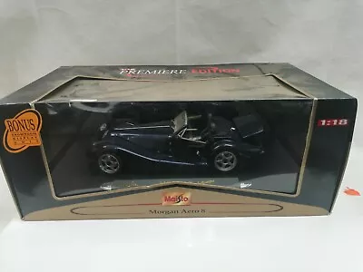 Maisto 1/18 MORGAN AERO 8 Blue Diecast Metal Model Sports Car Boxed • £60